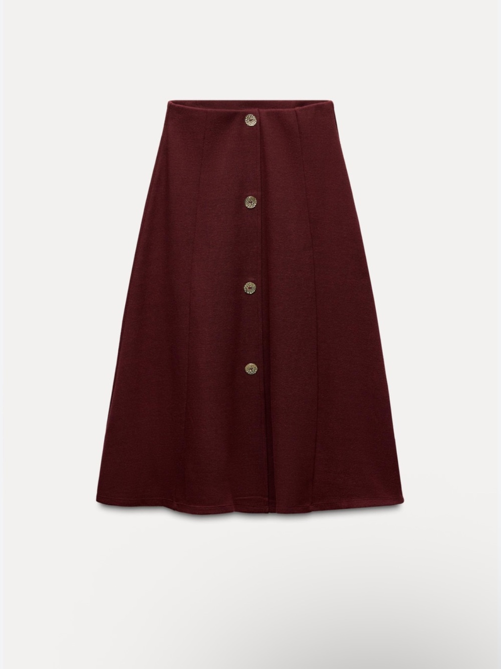 Zara Wine Button-Front Midi Skirt